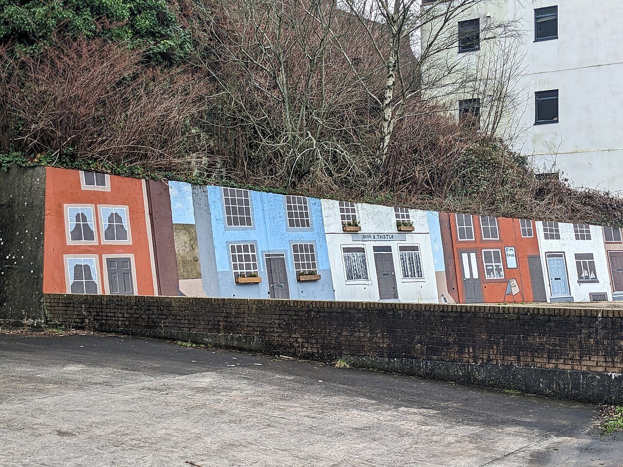 A remarkable mural on a car park wall - geograph.org.uk - 7756456