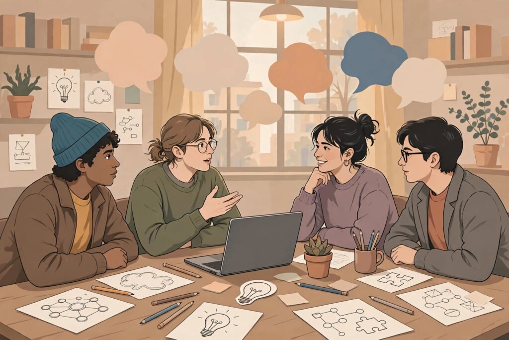 Editorial illustration for: The Chatbot Did Not Do the Thinking. The Students Around It Might Have.