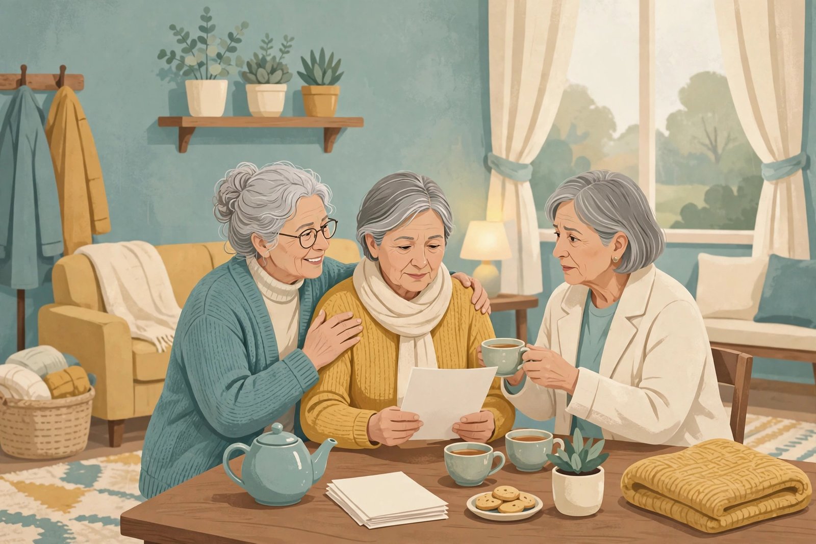 Editorial illustration for: The Women Holding the Shelter Together Aren't on Any Staff List