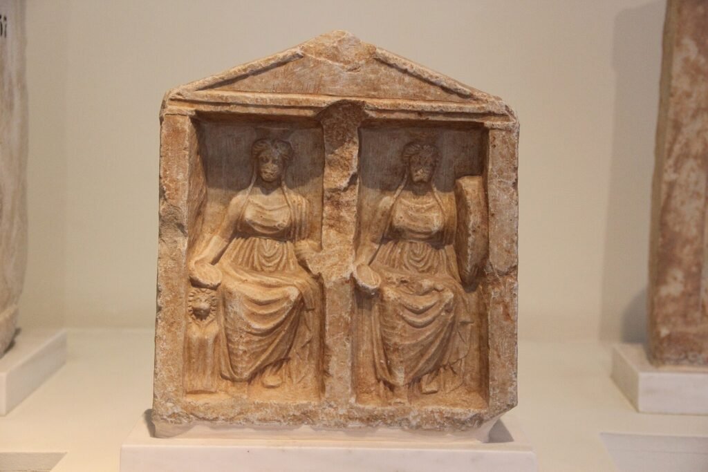 An ancient marble relief of the goddess Cybele, of the kind found at the Cybele temple in Bulgaria