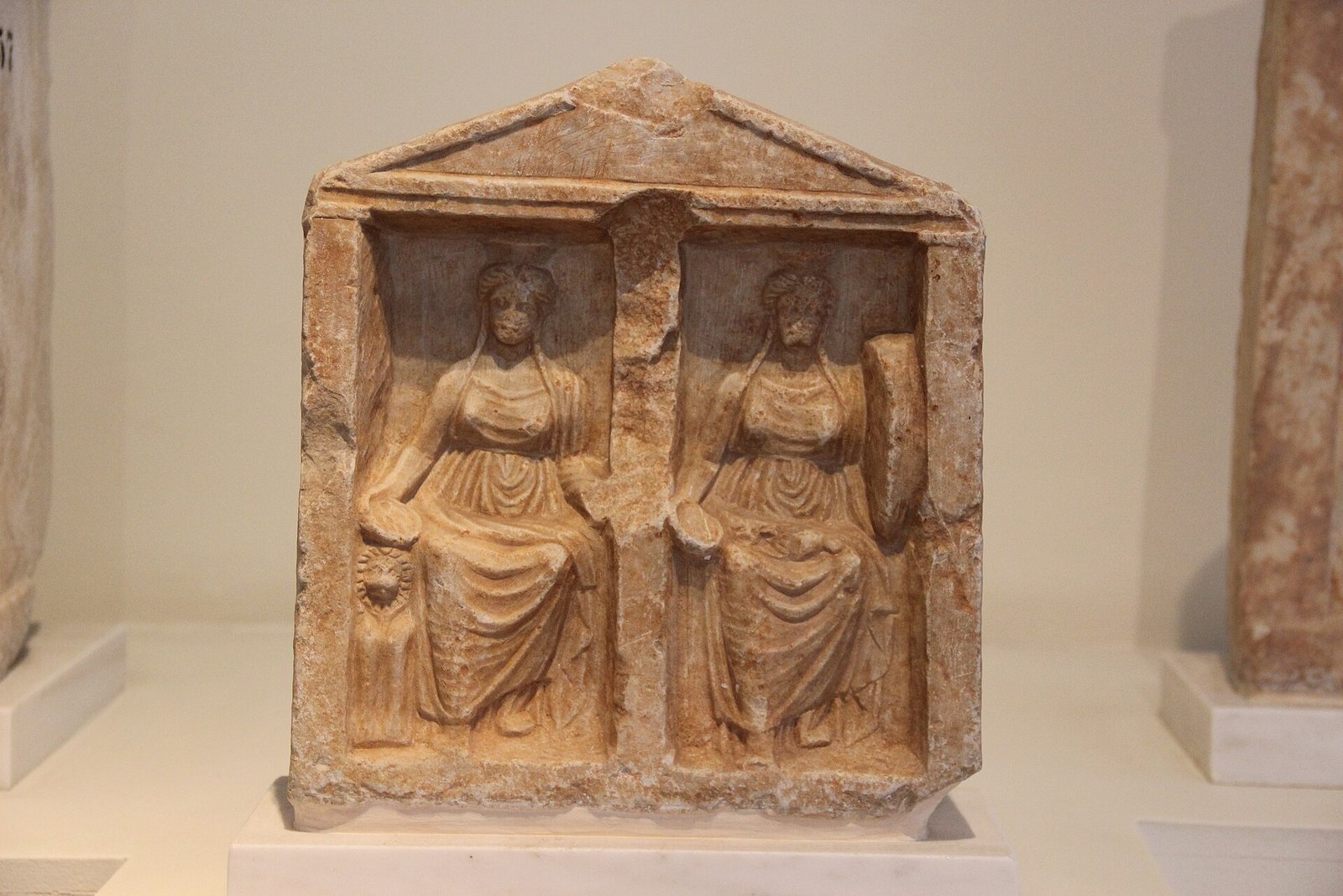 An ancient marble relief of the goddess Cybele, of the kind found at the Cybele temple in Bulgaria