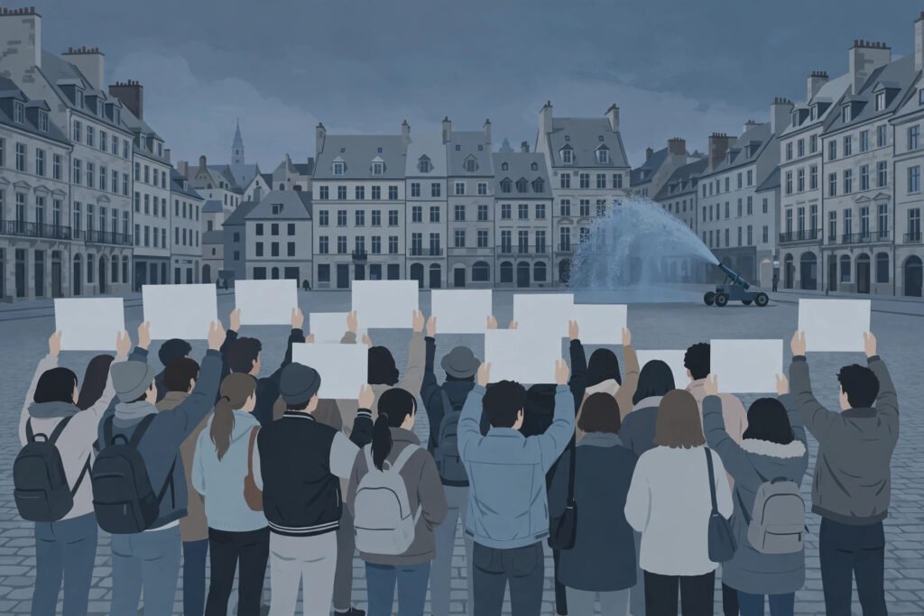 Crowds and police face off in a European city square as Europe protests spread October 2026