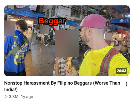 Philippines video screenshot; faces of children and other bystanders obscured.