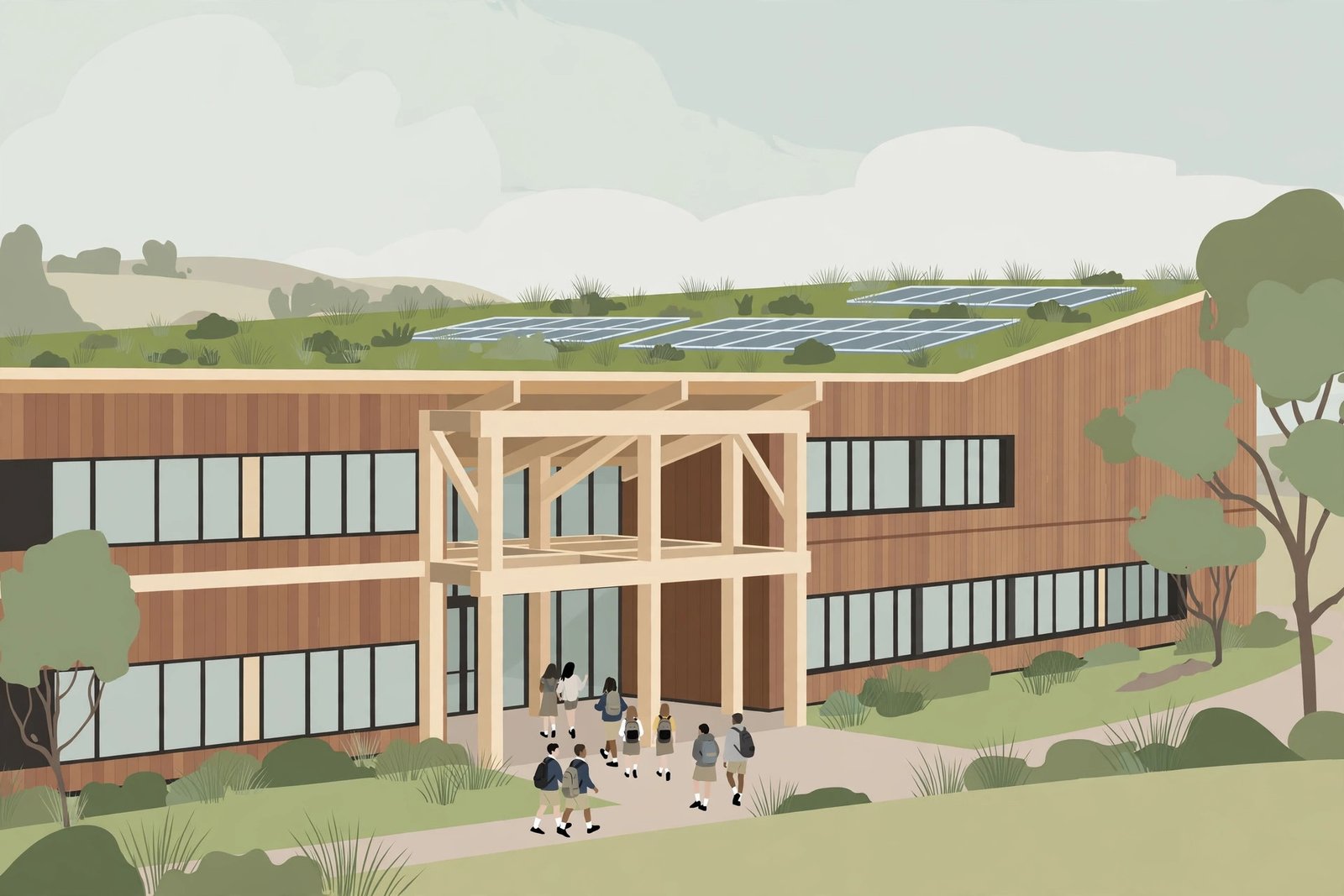 Hoskins Building Australian Timber Design Awards — editorial illustration