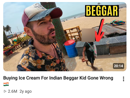 India ice-cream video screenshot with the child's face obscured.