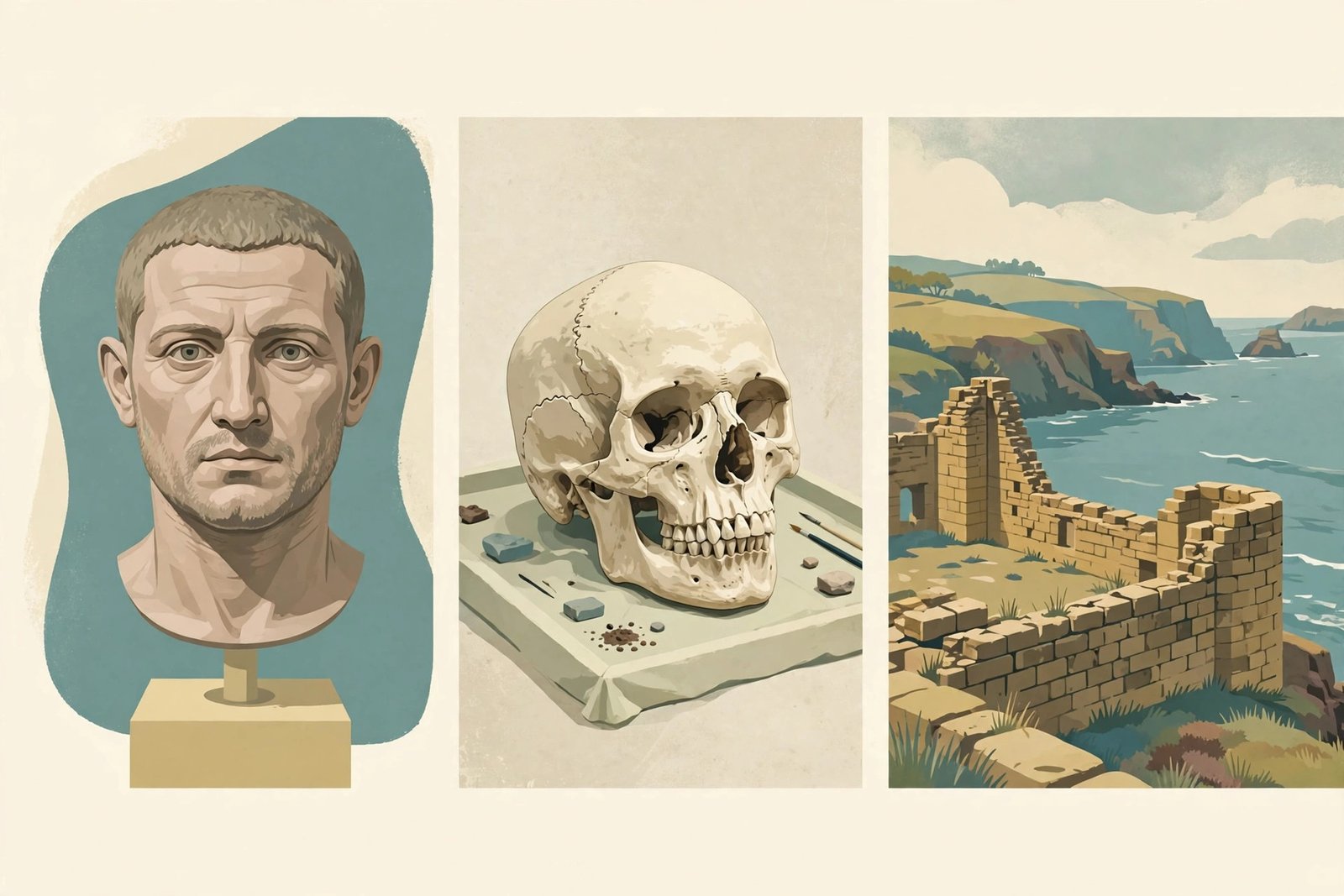 Editorial illustration for: He Wasn't a Soldier. He Couldn't Swing a Sword. Now Roman Scotland Has His Face.