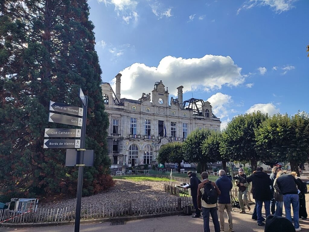 Limoges city hall the day after it was set on fire during the October 2026 unrest