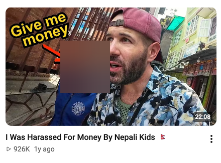 Nepal video screenshot, with the child's face obscured.