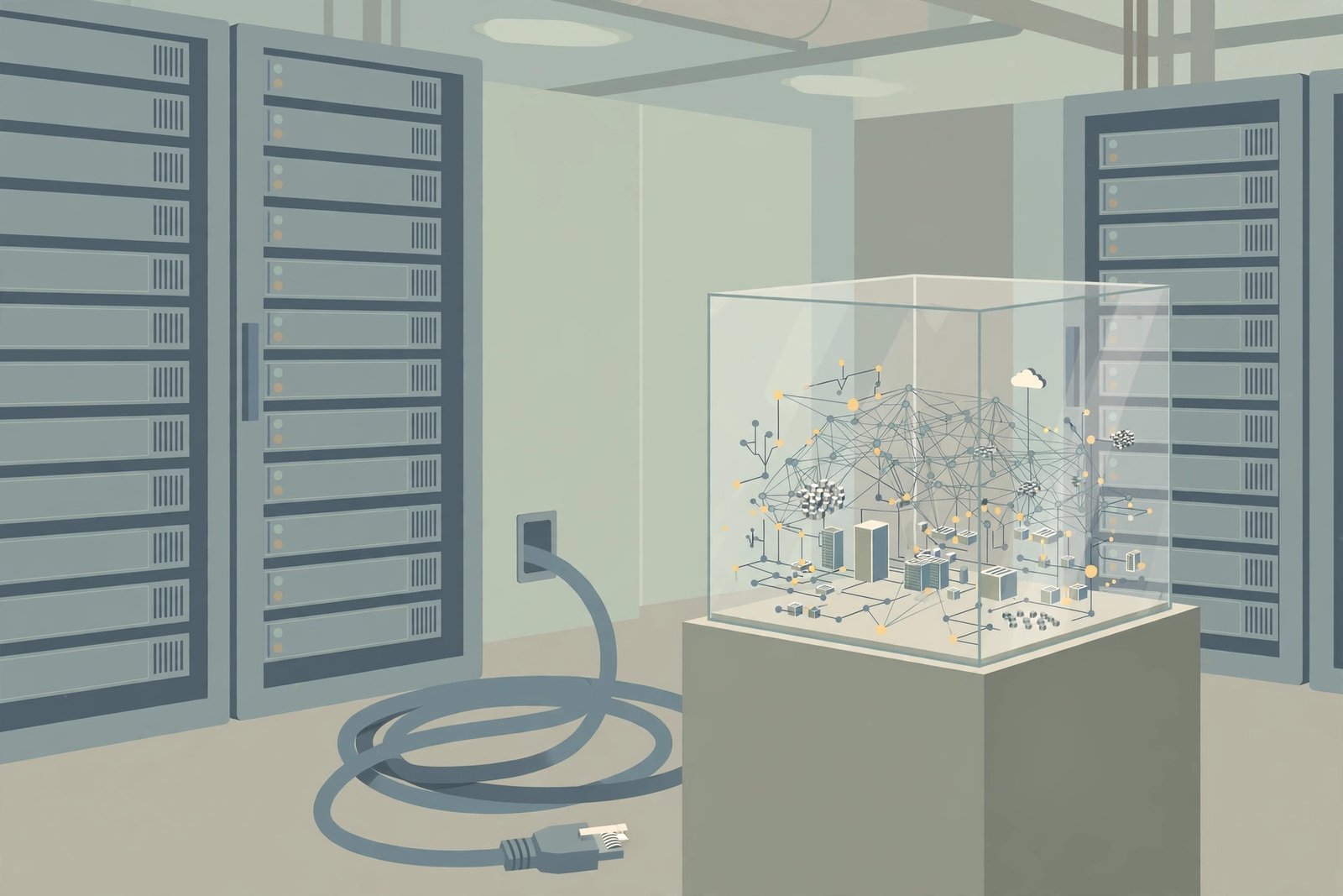 A sealed offline copy of the web in a server room, for OpenAI frontier model training no internet