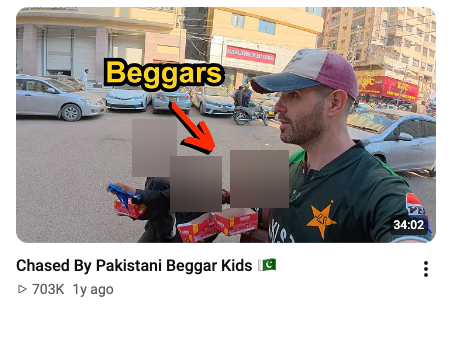 Pakistan market video screenshot, with children's faces obscured.