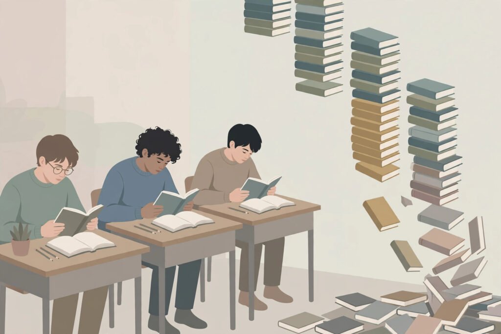 Editorial illustration for: One in Five 15-Year-Olds Is Now a Low Performer in Reading, Maths and Science