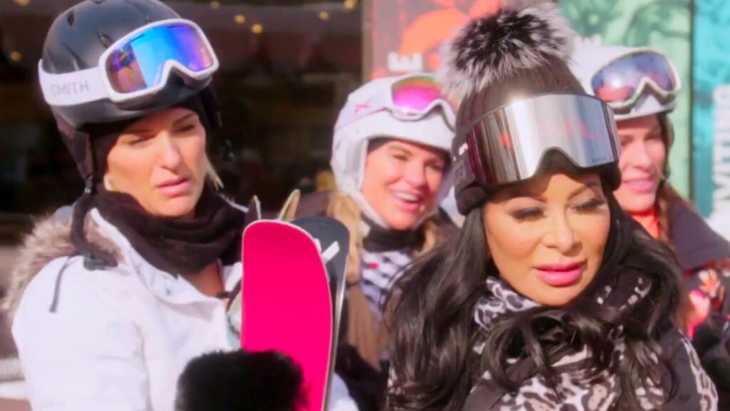 The cast in ski gear at Snowbird during The Real Housewives of Salt Lake City season 1 episode 2