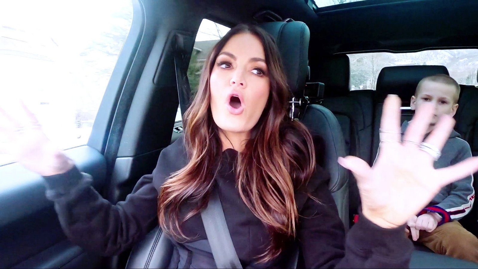 Lisa Barlow in the car with her son during The Real Housewives of Salt Lake City season 1 episode 3
