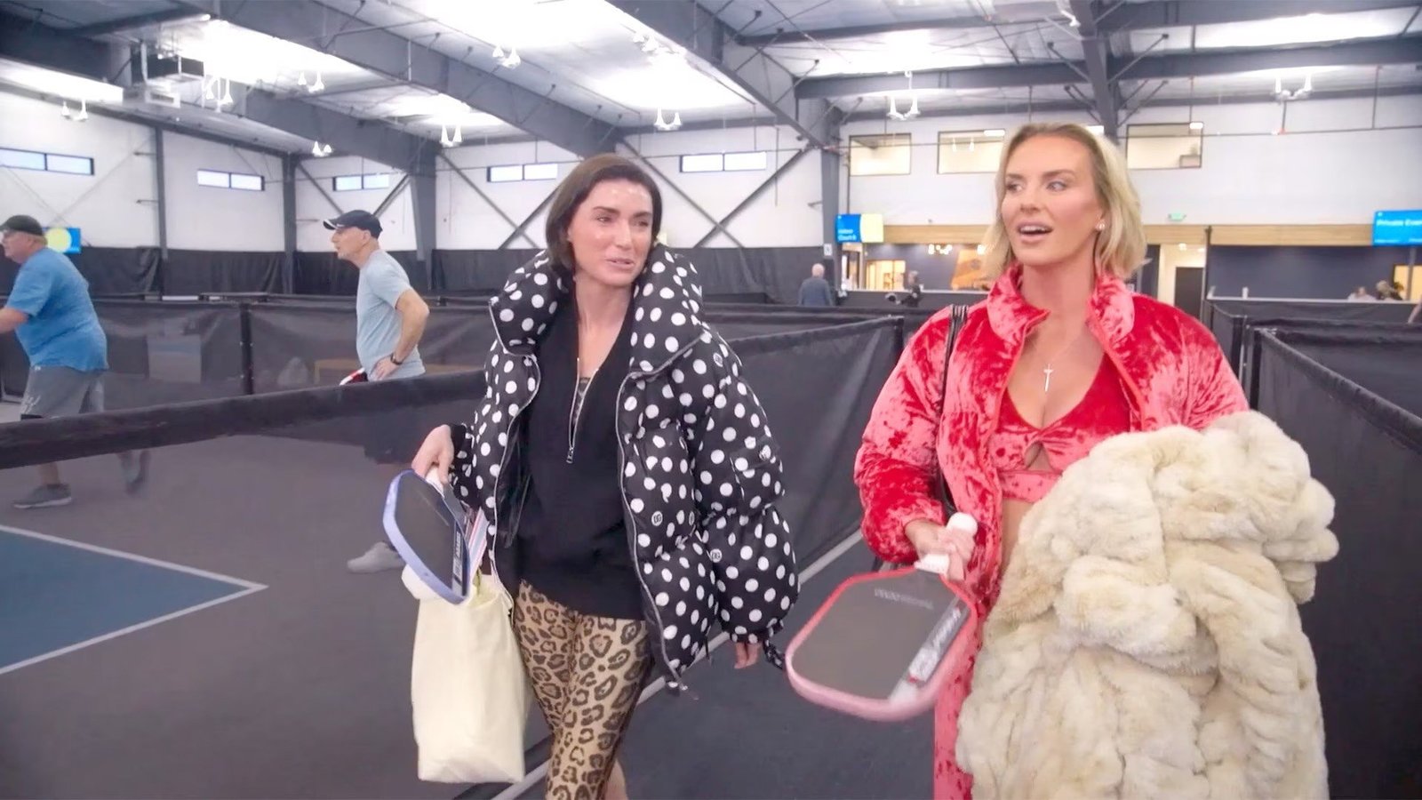 Whitney Rose and Bronwyn Newport arriving at the pickleball court