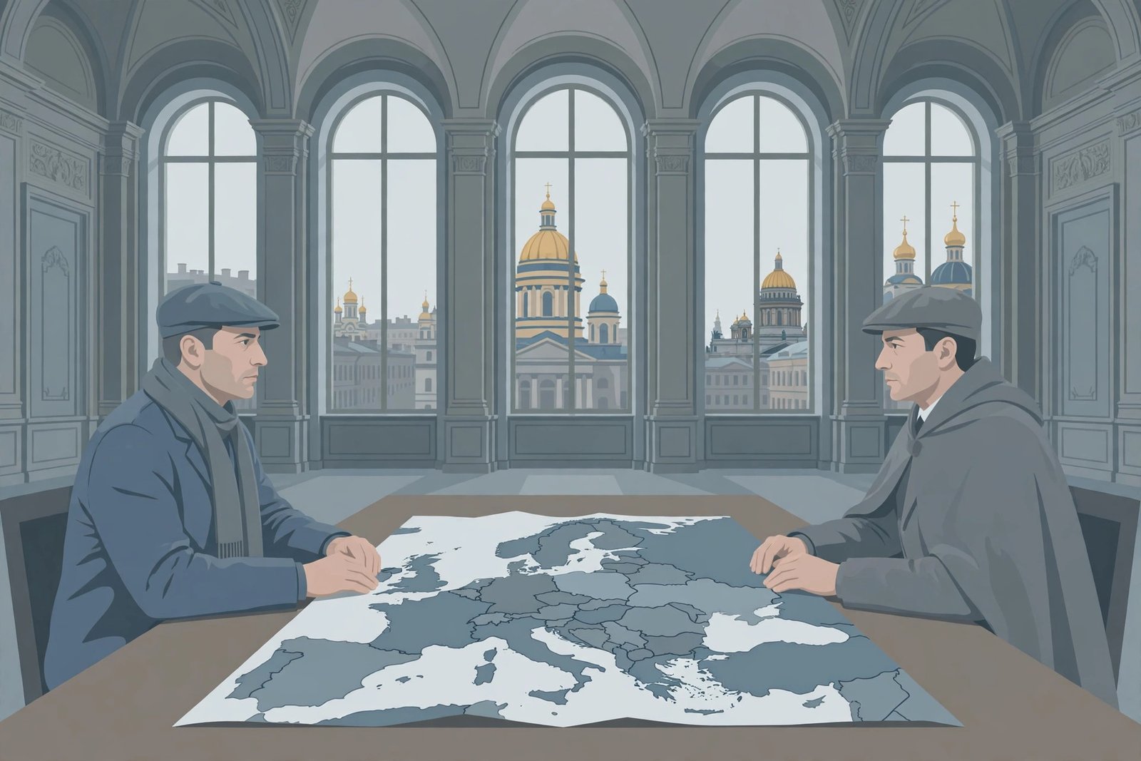 Editorial illustration for: Witkoff Lands in St Petersburg to Carry Zelenskiy's Ideas to Putin